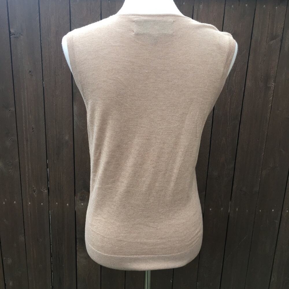 C Wonder | Tan Sleeveless Tank w/ Jewel Neckline View 3